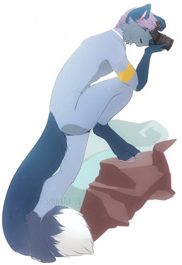 anthro biped blue_body blue_fur blue_nose blue_tail camera dipstick_tail feet fur fur_markings gloves_(marking) hair leg_markings male male_anthro markings multicolored_body multicolored_fur multicolored_tail nude nude_anthro nude_male pawpads paws purple_hair purple_pawpads side_view simple_background smile socks_(marking) solo tail tail_markings taking_picture text white_tail_tip yellow_eyes coffaefox sleepeatea emmett_jayhart canid canine fox mammal red_fox silver_fox true_fox 2020 digital_drawing_(artwork) digital_media_(artwork) english_text hi_res