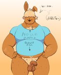 anthro balls bodily_fluids bottomless chest_tuft clothed clothing dripping eevee foreskin generation_1_pokemon genital_fluids genitals hair hair_over_eyes hands_on_hips humanoid_genitalia humanoid_penis male musclegut muscular newmoonnsfw nintendo overweight penis pokemon pokemon_(species) precum precum_drip pubes shirt shirt_only solo topwear topwear_only tuft