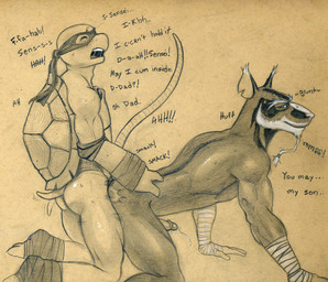 abs adolescent age_difference all_fours anal anal_penetration anthro anthro_on_anthro anthro_penetrated anthro_penetrating anthro_penetrating_anthro back_muscles biceps bodily_fluids brown_body brown_fur circumcised dialogue doggystyle duo elderly erection eyes_closed from_behind_position fur genital_fluids genitals larger_penetrated larger_sub looking_pleasured male male/male male_penetrated male_penetrating male_penetrating_male mask master nude obliques older_penetrated onomatopoeia open_mouth pecs penetration penis precum sex size_difference smile son_penetrating_father sound_effects submissive text triceps wraps young young_anthro young_male tush_(artist) teenage_mutant_ninja_turtles teenage_mutant_ninja_turtles_(2012) master_splinter raphael_(tmnt) brown_rat mammal murid murine rat reptile rodent scalie turtle 2018 absurd_res english_text graphite_(artwork) hi_res monochrome story story_in_description traditional_media_(artwork) adopted_(lore) adopted_son_(lore) adoptive_father_(lore) pseudo_incest_(lore)