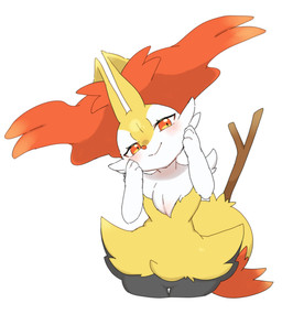 3_fingers ambiguous_anthro ambiguous_gender anthro arm_tuft biped black_body black_fur blush blush_lines cheek_tuft chest_tuft dipstick_tail eyelashes facial_tuft featureless_crotch fingers front_view fur inner_ear_fluff markings mouth_closed multicolored_body multicolored_fur narrowed_eyes nude_ambiguous nude_anthro object_in_tail orange_body orange_eyes orange_fur orange_nose orange_tail_tip pointy_ears prick_ears shoulder_tuft simple_background smile solo standing stick stick_in_tail tail tail_markings thigh_gap tuft two_tone_tail white_background white_body white_fur yellow_body yellow_fur yellow_tail yakiniku628 nintendo pokemon braixen canid generation_6_pokemon mammal pokemon_(species) 2025 digital_drawing_(artwork) digital_media_(artwork) hi_res portrait shaded three-quarter_portrait