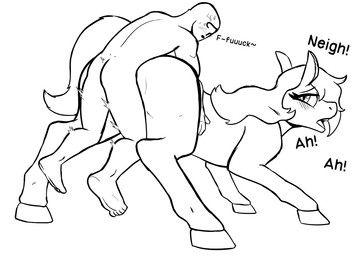 ambiguous_penetration bestiality duo female feral feral_penetrated human_on_feral human_penetrating human_penetrating_feral interspecies larger_female larger_penetrated looking_back looking_pleasured male male/female male_on_feral penetration penile penile_penetration quadruped sex size_difference smaller_male lemondude anon equid equine horse human mammal monochrome sketch