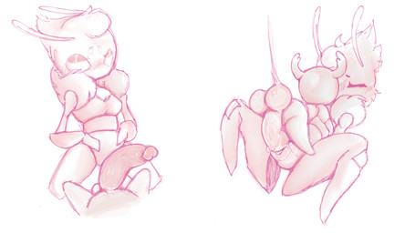 ambiguous_gender antennae_(anatomy) balls big_balls big_penis blush blush_lines bodily_fluids cum cum_in_vagina cum_inside cum_while_penetrated duo ejaculation female genital_fluids genitals horn humanoid_genitalia humanoid_penis intersex intersex/female male male/female penetration penile penile_penetration penis penis_in_vagina sex vaginal vaginal_penetration hoshi_kodomo hollow_knight_(franchise) team_cherry amberfly_(hoshikodomo) the_knight_(hollow_knight) arthropod bee hymenopteran insect vessel_(species) 16:9 hi_res widescreen nonbinary_(lore)