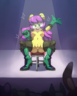 anthro areola boots breasts clothed clothing crowd ear_piercing electronics exhibitionism female footwear fur furniture genitals gloves green_eyes group hair handwear japanese_idol legwear microphone navel nipples open_mouth partially_clothed performance piercing purple_hair shoes simple_background singing spotlight stage stool teeth thigh_highs tongue vulva yellow_body yellow_fur squish_(artist) archie_comics sega sonic_the_hedgehog_(archie) sonic_the_hedgehog_(comics) sonic_the_hedgehog_(series) mina_mongoose herpestid mammal mongoose 2017 4:5 hi_res