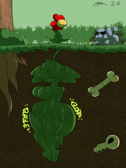 anthro body_outline dirt eyewear female forest grass grey_body plant plant_pred plant_vore roots sunglasses tree underground vacuum_sealed vore dirtymac nintendo pokemon braixen canid canine canis domestic_dog elemental_creature flora_fauna generation_6_pokemon mammal pokemon_(species) 3:4 absurd_res hi_res