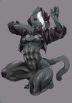 anthro black_body black_fur breasts camel_toe clothing female fur hoodie melanistic nipple_outline solo tongue tongue_out topwear 7fukuinu felid mammal pantherine absurd_res hi_res