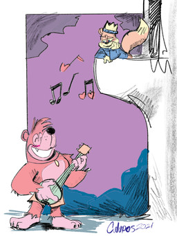 anthro balcony banjo_(instrument) blue_eyes blush bottomwear brown_body clothing crown duo headgear heart_symbol jewelry male male/male musical_instrument musical_note musical_symbol necklace no_shoes orange_body plucked_string_instrument shorts standing string_instrument sweater symbol topwear calupos banjo-kazooie conker's_bad_fur_day rareware banjo_(banjo-kazooie) conker bear mammal rodent sciurid tree_squirrel 2021 3:4 hi_res signature
