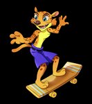 anthro blue_bottomwear blue_clothing blue_shorts bottomwear clothing hunter male shorts skateboard solo sportswear spots vehicle vihor405 activision spyro_the_dragon hunter_(spyro) cheetah felid feline mammal alpha_channel hi_res