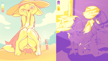 anal anal_penetration animal_genitalia animal_penis anthro anthro_on_anthro anthro_penetrated anthro_penetrating anthro_penetrating_anthro balls beach blue_sky blush bodily_fluids breasts breath buried canine_genitalia canine_penis clothed clothing cloud color_swatch cum cum_in_vagina cum_inside dress duo ear_markings erection eyes_closed faceless_character faceless_male facial_markings female female_focus female_penetrated fur fur_markings genital_fluids genitals hat head_markings headgear headwear heart_eyes heart_symbol inside intraspecies kneeling knot leg_glider_position leg_grab looking_at_viewer low-angle_view male male/female male_penetrating male_penetrating_female markings masturbation motion_lines no_underwear nude one_eye_closed open_mouth open_smile outside penetration penile penile_penetration penis penis_in_vagina public_masturbation raised_leg sand seaside sex sex_on_the_beach shush sitting sky small_breasts smile snorkel solo_focus stealth_masturbation stealth_sex sun_hat sweat tied_ears upskirt vaginal vaginal_penetration vulva wind window ittybittykittytittys disney zootopia jack_savage judy_hopps skye_(zootopia) canid canine fox lagomorph leporid mammal rabbit 16:9 2019 hi_res multiple_images restricted_palette widescreen