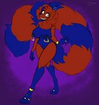 anklet anthro bracelet claws digit_ring ear_piercing ear_ring feet female horn jewelry multi_nipple nipple_piercing nipples nude piercing pose ring ring_piercing smile solo toe_ring toes infernaltanuki alex_mayhem demon mammal procyonid raccoon absurd_res hi_res pinup