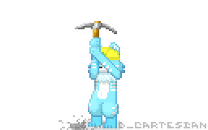 anthro armor fur hard_hat headgear helmet male pickaxe simple_background solo felid feline mammal 16:10 2025 animated digital_media_(artwork) pixel_(artwork) pixel_animation widescreen