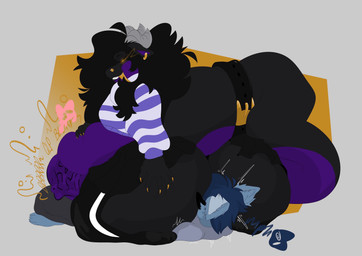 anthro digestion facesitting female male male/female male/male sitting_on_another size_difference theochubbyfemboy vore blake_toxictyproot absurd_res hi_res