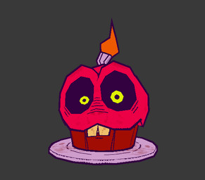 ambiguous_gender big_eyes black_sclera brown_body buckteeth candle cupcake dirty fire food front_view grey_background hollow_eyes looking_at_viewer machine not_furry outline pink_body plate purple_outline simple_background solo stylized teeth wrinkles yellow_eyes cryptiacurves cryptiacurves_(modeler) five_nights_at_freddy's scottgames cupcake_(fnaf) animatronic food_creature living_cupcake robot 2023 3d_(artwork) cel_shading digital_media_(artwork) full-length_portrait portrait shaded