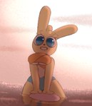 anthro beach blue_eyes breasts clothing cloud eyelashes female fur long_ears reflection sea sky smile solo surfboard surfing swimwear text thick_thighs under_boob water white_body white_fur yellow_body yellow_fur guak amy_hope_(guak) humanoid lagomorph leporid mammal rabbit