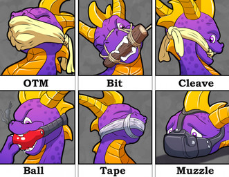 ball_gag bdsm belly bit_gag bondage bound chart cleave_gag feral gag horn male markings muzzle_(object) muzzled otm_gag purple_body purple_eyes scales solo spots spotted_body spotted_scales tape tape_gag teeth text yellow_belly yellow_horn young raptorroper activision mythology spyro_the_dragon spyro dragon mythological_creature mythological_scalie scalie 2025 cel_shading digital_drawing_(artwork) digital_media_(artwork) english_text hi_res shaded