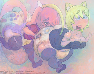 anthro big_butt bodily_fluids breasts butt butt_focus butt_grab butt_sniffing clothing diaper diaper_focus diaper_sniffing dress duo female genital_fluids hand_on_butt leggings legwear male overweight overweight_female sniffing soiled_diaper stinky_diaper thick_thighs unclean_diaper urine used_diaper wet_diaper overflo207 flo_(overflo207) animal_humanoid canid canine canis cat_humanoid domestic_dog felid felid_humanoid feline feline_humanoid humanoid mammal mammal_humanoid hi_res