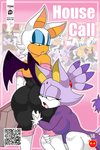 2:3 absurd_res anthro bat big_breasts blaze_the_cat blush bodily_fluids breasts clothed clothing comic cover cover_art cover_page domestic_cat duo english_text facesitting felid feline felis female female/female hi_res licking lying mammal on_back qr_code rouge_the_bat sega sitting_on_another sonic_the_hedgehog_(series) sweat text tinydevilhorns tongue tongue_out