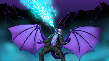 anthro athletic athletic_anthro athletic_male belt biped blue_markings bottomwear clothed clothing fire hair hoodie horn jacket katana male male_anthro markings melee_weapon muscular muscular_anthro muscular_male open_clothing open_jacket open_topwear pants purple_body scales shirtless shirtless_anthro shirtless_male solo sword tail topwear ventral_scales weapon white_hair wings za-owl mythology grydir_dacanoor_(griffonki) dragon mythological_creature mythological_scalie scalie absurd_res hi_res