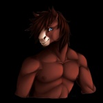 abs anthro athletic biceps blue_eyes brown_body brown_fur brown_hair brown_nipples clothed clothing front_view fur hair hair_over_eye male muscular muscular_anthro nipples nude one_eye_obstructed pecs pose simple_background smile solo topless transparent_background unifawn peekaboo equid equine horse mammal 1:1 2014 alpha_channel half-length_portrait portrait