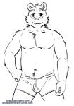 anthro boxer_briefs boxer_briefs_only bulge bulge_grab clothed clothing front_view holding_bulge looking_at_viewer male presenting seductive simple_background smile solo topless underwear underwear_only white_background y-fronts artdecade willy_(artdecade) bear mammal 2014 2d_animation animated frame_by_frame line_art loop monochrome short_playtime