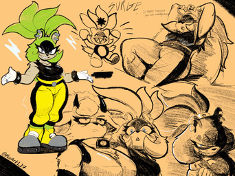 anthro blue_eyes breasts cleavage clothed clothing duo ear_piercing female footwear gloves handwear horn piercing ring shoes meeart117 idw_publishing sega sonic_the_hedgehog_(comics) sonic_the_hedgehog_(idw) sonic_the_hedgehog_(series) lanolin_the_sheep_(sonic) surge_the_tenrec afrosoricid bovid caprine mammal sheep tenrec hi_res