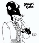 anthro bendy_straw clothed clothing dress drinking_straw female fur hair solo whiskers tegerio zandar's_saga catherine_o'daisies mammal mephitid skunk 2020 monochrome