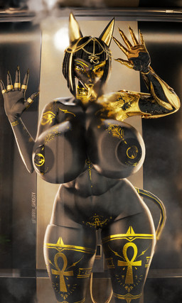 against_surface anthro big_breasts black_body black_hair breasts breasts_on_glass female front_view genitals gold_(metal) gold_jewelry golden_markings hair inside jewelry licking looking_at_viewer nipples on_glass solo standing tongue vulva womb_tattoo furry_ghosty bom39_(modeler) egyptian_mythology middle_eastern_mythology mythology anubis anubis_(bom39) anubian_jackal canid canine canis deity jackal mammal 2025 3d_(artwork) absurd_res digital_media_(artwork) hi_res