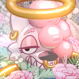 ambiguous_gender anthro black_nose ear_piercing ear_ring facial_piercing flower glistening glistening_body half-closed_eyes halo inflatable looking_at_viewer narrowed_eyes nose_piercing nose_ring painted-on_mouth piercing pink_body plant pool_toy ring_piercing solo sexotheque rose_(rosepupsupreme) animate_inanimate canid canine canis domestic_dog living_inflatable mammal 1:1 digital_media_(artwork) hi_res icon