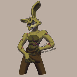 abs anthro biped bottomwear bulge chest_fur clothed clothing detailed_bulge erection erection_under_clothing genital_outline green_body grey_eyes male male_anthro pants partially_clothed penis_outline scar solo detrefle13 mandyfoxy five_nights_at_freddy's five_nights_at_freddy's_3 scottgames springtrap_(fnaf) hare lagomorph leporid mammal rabbit 1:1 hi_res