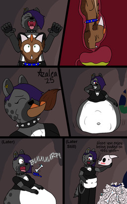 anthro belly big_belly bone burping digestion female internal male oral_vore overweight overweight_female skull text vore weight_gain flamingazalea mythology gabi_fire_(flamingazalea) dragon hyena mammal mythological_creature mythological_scalie scalie 2025 5:8 comic english_text hi_res