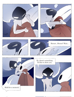 anthro bedroom biped black_body black_eyes blush blush_lines bodily_fluids border breath cloak clothing detailed_background dialogue duo empty_eyes eye_contact female female/female female_anthro female_humanoid holding_partner hug hugging_another humanoid_on_anthro inside kissing looking_at_another looking_at_partner mouthless red_cloak red_clothing sitting speech_bubble sweat sweatdrop talking_to_another talking_to_partner text white_body white_border white_eyes justdog hollow_knight:_silksong hollow_knight_(franchise) team_cherry hornet_(hollow_knight) lace_(hollow_knight:_silksong) arthropod humanoid 2025 comic digital_drawing_(artwork) digital_media_(artwork) english_text hi_res