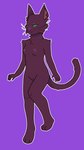 anthro areola arm_tuft bedroom_eyes breasts cheek_tuft chest_tuft closed_smile eyebrows facial_tuft female fur genitals green_sclera happy inner_ear_fluff mouth_closed narrowed_eyes nipples nude outline purple_areola purple_body purple_eyebrows purple_eyes purple_fur purple_nipples purple_nose pussy seductive shoulder_tuft simple_background smile smirk solo standing tail toothy_grin tuft whiskers white_outline pack_of_chips domestic_cat felid feline felis mammal 2023 absurd_res colored digital_drawing_(artwork) digital_media_(artwork) flat_colors full-length_portrait hi_res portrait shaded simple_shading