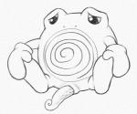 animal_genitalia erection generation_1_pokemon genitals looking_at_viewer male monochrome mouthless nintendo penis pokemon pokemon_(species) poliwhirl presenting simple_background sitting solo spread_legs spreading tapering_penis traditional_media_(artwork) vein white_background yaroul