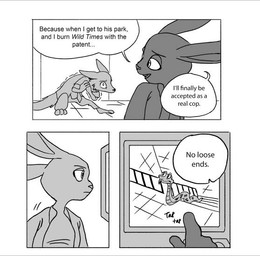 anthro betrayal clothed clothing dialogue fangs female feral group male role_reversal scales screen security_footage teeth text trio gilman2004 disney zootopia gary_de'snake judy_hopps nick_wilde canid canine european_rabbit fox lagomorph leporid mammal oryctolagus pit_viper rabbit red_fox reptile scalie snake true_fox viper black_and_white comic english_text monochrome