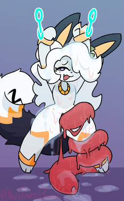 anthro big_penis biped black_body black_ears black_fur black_tail bodily_fluids bound chain chained claws erection eyelashes fur fur_markings genital_fluids genitals goo_penis hair hand_on_penis huge_penis hyper hyper_genitalia hyper_penis leaking_precum long_penis looking_at_viewer male markings multicolored_body multicolored_ears multicolored_fur orange_body orange_ears orange_fur orange_tail paws penis penis_around_leg penis_grab precum prehensile_penis purple_eyes red_penis slimy_penis solo sweat tail tail_markings tail_mouth two_tone_body two_tone_ears two_tone_fur two_tone_tail unusual_anatomy unusual_tail white_body white_fur white_hair white_tail nonbinary_bunny deximiny_(character) domestic_cat felid feline felis mammal 2022 digital_media_(artwork)