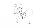 1000_hours_in_ms_paint anthro bent_over black_nose breasts female hair hands_on_knees hands_on_legs long_hair looking_at_viewer simple_background solo tail twerking white_background kida_howlette monochrome sketch