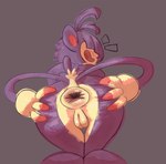 anthro anus butt female genitals presenting puffy_anus purple_body pussy solo spread_butt spreading monjja nintendo pokemon ambipom generation_4_pokemon pokemon_(species) hi_res
