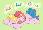 2024 :3 cutepencilcase cutie_mark english_text equid equine eyes_closed female feral flat_colors flat_fuck_friday fur glistening glistening_hair green_background hair hasbro hi_res hooves horse lying mammal meme multicolored_hair my_little_pony my_little_pony_(2003) pink_body pink_fur pony quadruped simple_background sketch solo text toola_roola_(pre_g4)