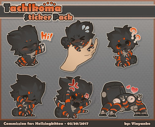 ambiguous_gender angry anthro black_body black_fur blush bodily_fluids chibi confusion crying eyelashes eyes_closed fur glistening glistening_eyes grey_body grey_fur happy head_tuft machine orange_body orange_eyes orange_fur outline sad simple_background simple_eyes solo striped_arms striped_legs sweat sweatdrop tears text tuft white_outline vesper_art tachikoma_(kogasilverdragon) robot 2017 artist_name dated