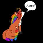 antennae_(anatomy) female feral multi_tail rainbow simple_background solo sparklefur sticker tail transparent_background halo_(artist) alynna canid canine fairy fox mammal 1:1 alpha_channel