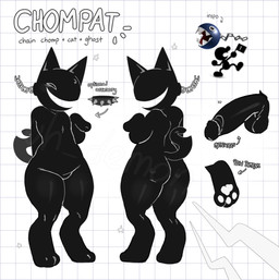 anthro balls balls_outline belly big_butt bottom_heavy bulge butt cat_tail chain collar collar_only detailed_bulge ears_up femboy foreskin genital_outline genitals grin living_tail male nude pawpads paws penis retractable_penis retracted_foreskin retracting_foreskin round_head smile smug smug_face solo spikes standing tail thick_thighs unusual_anatomy unusual_tail uh_demon mario_bros nintendo chompat_(uh_demon) chain_chomp felid feline ghost mammal spirit absurd_res hi_res model_sheet reference_image