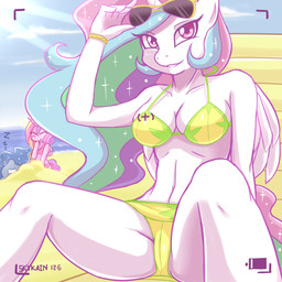 anthro anthrofied beach bikini breasts camera_view cleavage clothed clothing cloud detailed_background duo eyes_closed eyewear feathered_wings feathers female hair horn long_hair looking_at_viewer navel outside princess recording royalty sand sea seaside skimpy sky sleeping smile solo_focus sunglasses swimwear tight_clothing two-piece_swimsuit underwear water wings skykain friendship_is_magic hasbro my_little_pony mythology princess_cadance_(mlp) princess_celestia_(mlp) princess_luna_(mlp) equid equine mammal mythological_creature mythological_equine winged_unicorn 1:1 2012