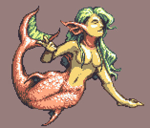 big_breasts breasts convenient_censorship ear_fins eyes_closed female fin finger_gun gesture green_hair hair hair_covering_breasts hand_gesture long_hair mermaid_tail midriff nude open_mouth red_body red_scales scales solo split_form pavanz unnamed_character aquatic humanoid merfolk 2015 digital_media_(artwork) low_res pixel_(artwork)