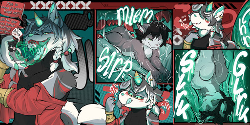 anthro bulge burping burping_in_face colored_nails colored_teeth duo glowing glowing_eyes glowing_horn horn luka_(loopachino) macro male messy_stomach micro nails oral_vore reverse_mouth_shot speechless vore loopachino asian_mythology east_asian_mythology japanese_mythology mythology nora_(knopeeking) canid canine canis cat_shark domestic_dog inugami mammal yokai absurd_res hi_res trans_(lore) trans_woman_(lore)
