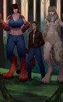 anthro big_breasts bottomwear breasts clothed clothing denim denim_bottomwear denim_clothing female group jeans male nude pants trio unknownanimal237 pinwheel_(snekguy) snekguy borealan human humanoid mammal digital_media_(artwork) hi_res