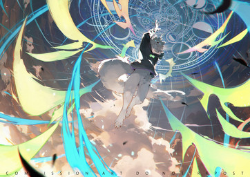 4_fingers 4_toes anthro black_clothing black_hoodie black_topwear blue_eyes bottomless claws clothed clothed_anthro clothed_male clothing cloud digitigrade feet finger_claws fingers fluffy fluffy_tail flying fur hoodie hoodie_only jewelry looking_at_viewer magic magic_circle magic_user male monotone_body monotone_fur mouth_closed necklace raised_hand sky skyscape solo tail text toe_claws toes topwear topwear_only white_body white_fur white_tail chiayeeee canid canine canis mammal wolf 2024 digital_drawing_(artwork) digital_media_(artwork) english_text full-length_portrait hi_res portrait