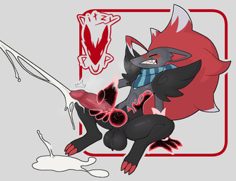 animal_genitalia animal_penis anthro balls big_balls big_hair big_hands big_penis biped blush bodily_fluids canine_genitalia canine_penis claws clenched_teeth cum cumshot ejaculation erection genital_fluids genitals glowing glowing_genitalia glowing_hands hair huge_penis knot knotted_penis long_hair male markings masturbation nude nude_anthro penis pointy_ears scarf sharp_teeth simple_background sitting solo spread_legs spreading teeth toe_claws ditzy_pup nintendo pokemon canid canine generation_5_pokemon mammal pokemon_(species) zoroark hi_res