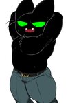 anthro armpit_hair armpit_tuft black_body black_fur bodily_fluids body_hair fur green_eyes hands_behind_head male solo sweat thick_thighs nemhippie cartoon_network mao_mao:_heroes_of_pure_heart sheriff_mao_mao_mao domestic_cat felid feline felis mammal hi_res