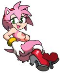 anthro boots breasts butt butt_grab clothing eyelashes female footwear genitals gloves hair hand_on_butt handwear light looking_at_viewer mostly_nude nipples pink_hair pose pussy shoes simple_background smile solo white_background watatanza sega sonic_the_hedgehog_(series) amy_rose eulipotyphlan hedgehog mammal 2021 colored lighting shaded sketch traced