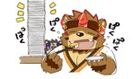 anthro black_body brown_body duo eating food kemono male sushi text kinoshita-jiroh sengoku_puzzle ooe_senbee saigou_shirou bear mammal 2022 japanese_text