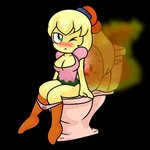 blonde_hair blush bodily_fluids breasts cleavage clothed clothing drooling duo fart fart_fetish female green_eyes hair humiliation male one_eye_closed panties panties_down partially_clothed saliva simple_background sitting sweat toilet toilet_use transformation underwear underwear_down go2 kirby:_right_back_at_ya! kirby_(series) nintendo kirby tiff_(kirby) humanoid 1:1 alpha_channel